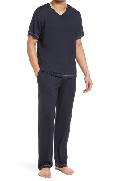 Majestic International Jet Setter Jersey Pajamas in Navy at Nordstrom, Size Medium Us