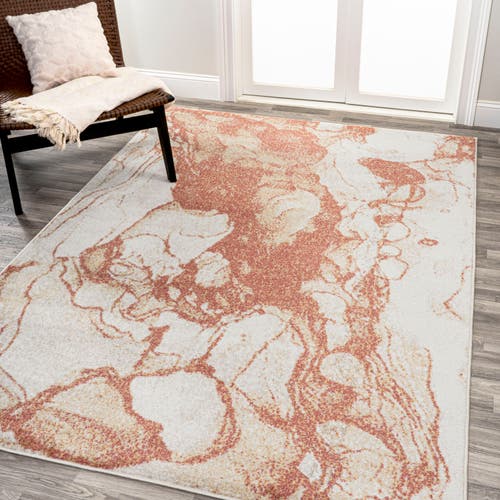 Shop Jonathan Y Marmo Abstract Marbled Modern Area Rug In Orange/cream