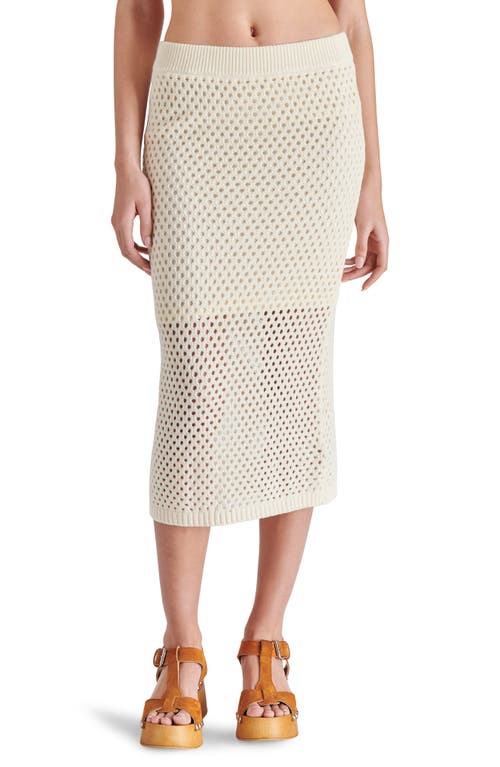 Shop Steve Madden Rosalind Open Stitch Midi Sweater Skirt In Natural