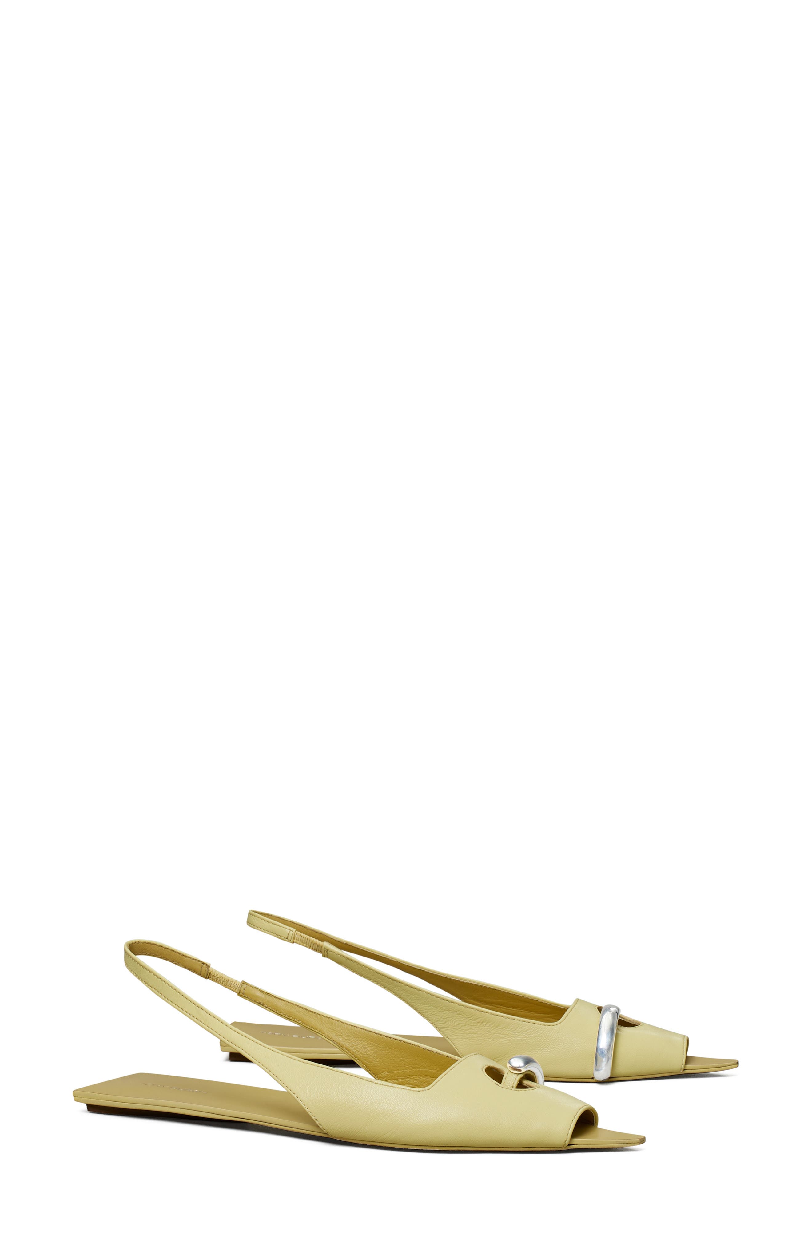 Tory Burch Pierced Slingback In Cream Corn/beige/silver