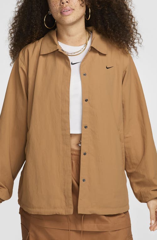 Shop Nike Sportswear Essential Water Repellent Oversize Jacket In Flax/black