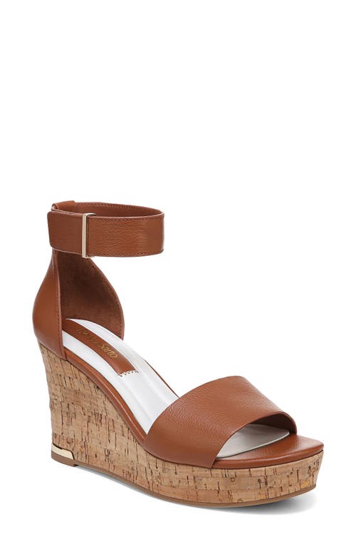 Clemens Ankle Strap Wedge Sandal in Cognac