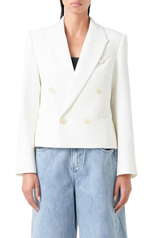 Shop Grey Lab Double Breasted Blazer In White