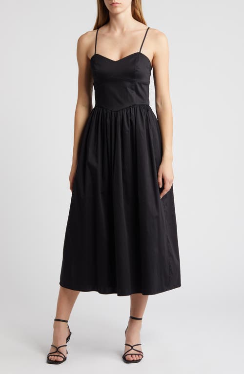 French Connection Florida Fit & Flare Midi Dress in Black 
