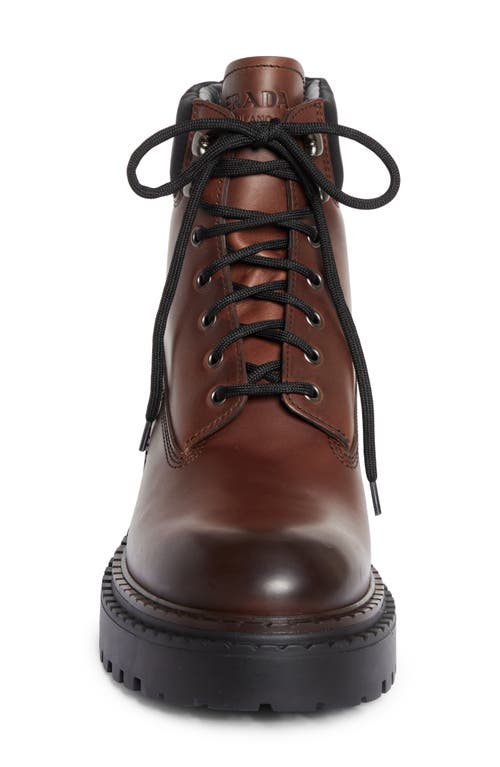 Shop Prada Combat Boot In Ebano