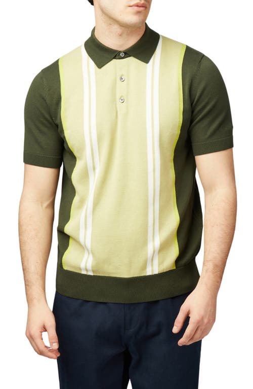 BEN SHERMAN BEN SHERMAN VERTICAL STRIPE ORGANIC COTTON POLO SWEATER 