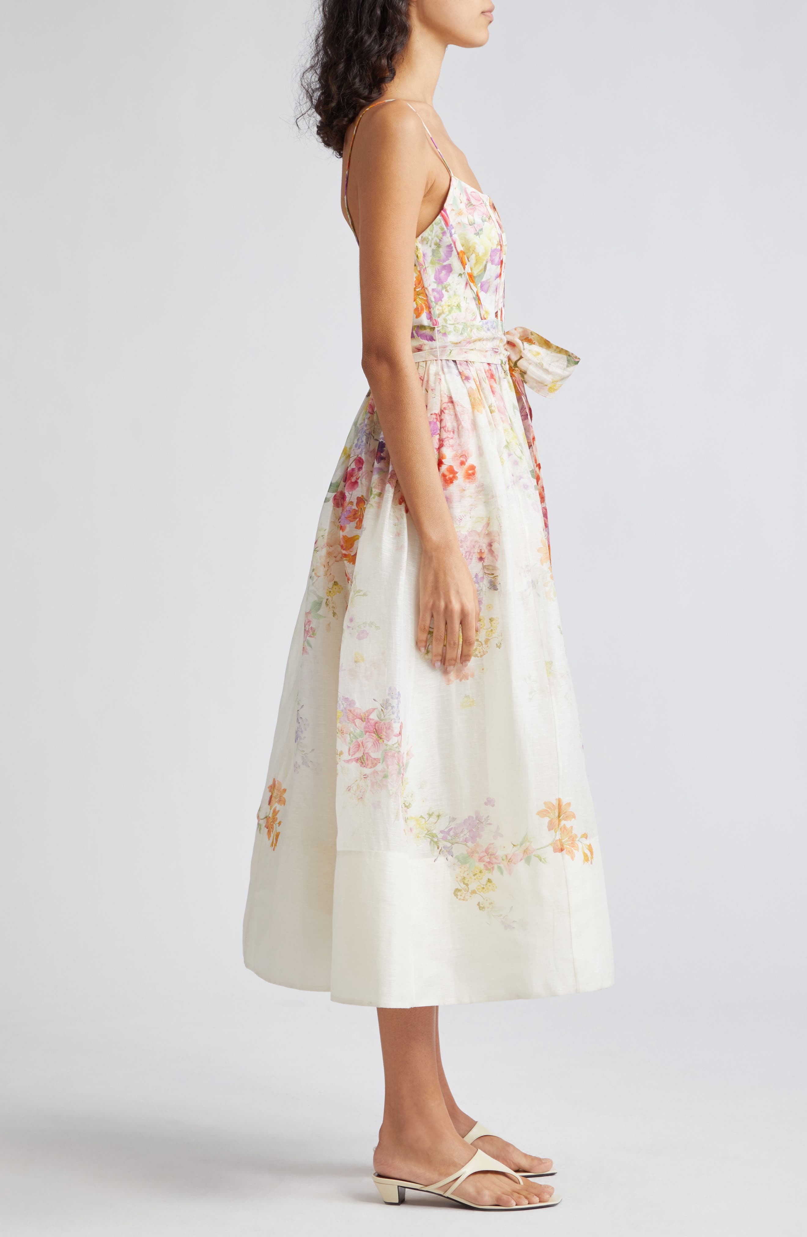 Zimmermann Natura Floral Linen & Silk Organza Corset Midi Dress in  Kaleidoscope Garden | Smart Closet