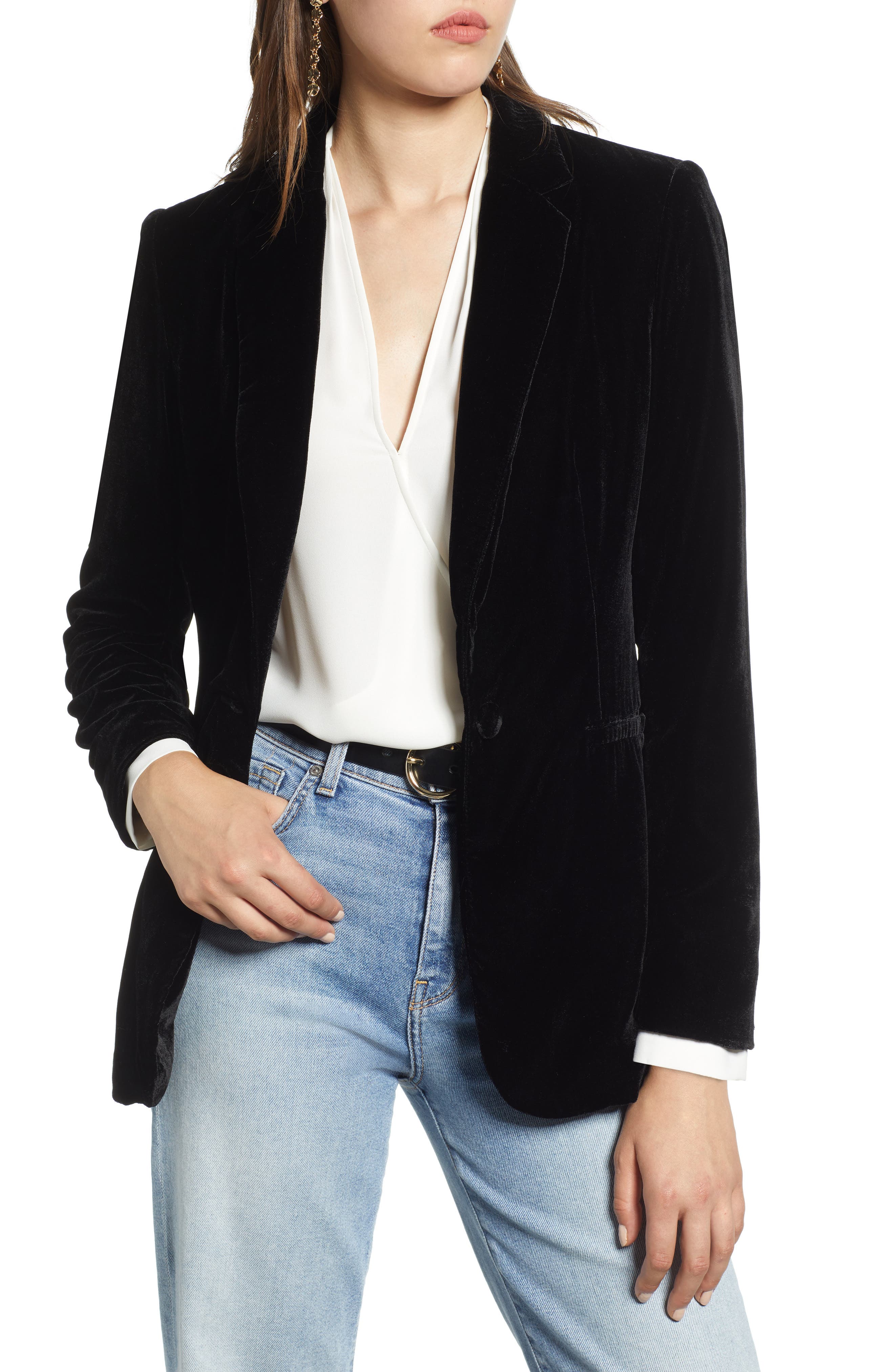 black velvet blazer with jeans