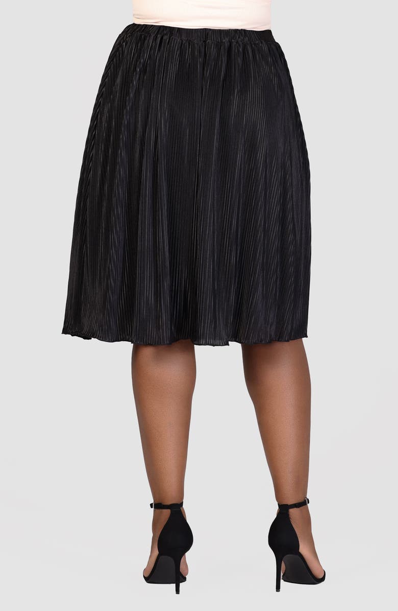 24seven Comfort Apparel Shimmery Pleated Skirt, Alternate, color, Black