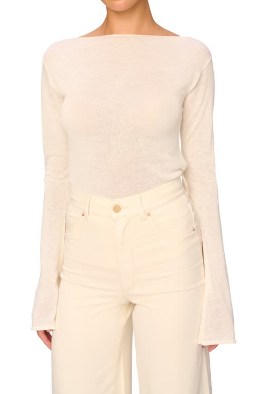 DL1961 Boat Neck Long Sleeve Knit Top in Cream (Knit)