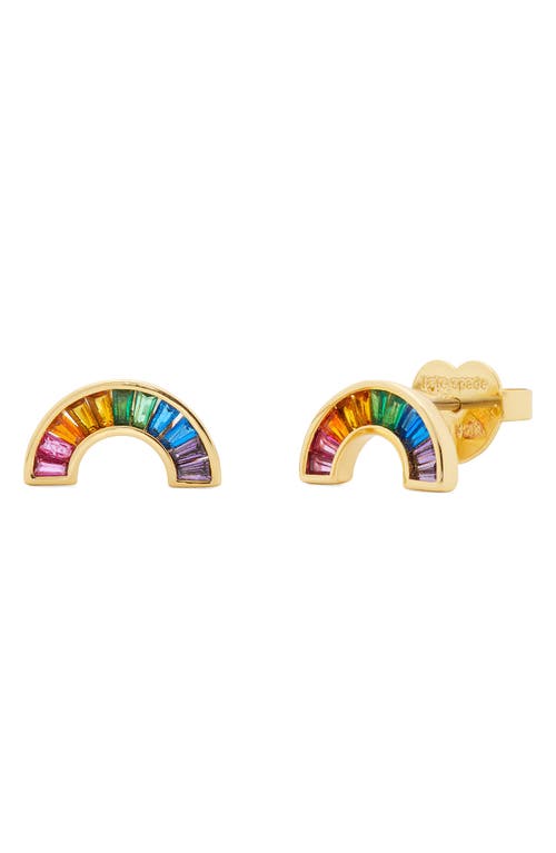 cubic zirconia rainbow stud earrings in Gold Multi