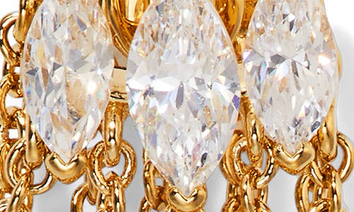 Nadri Crystal Embellishe Chain Fringe Drop Earrings In Gold