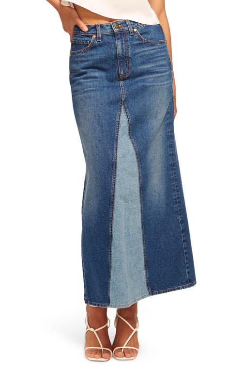 Shop Ramy Brook Jannie Colorblock Denim Maxi Skirt In Tonal Wash