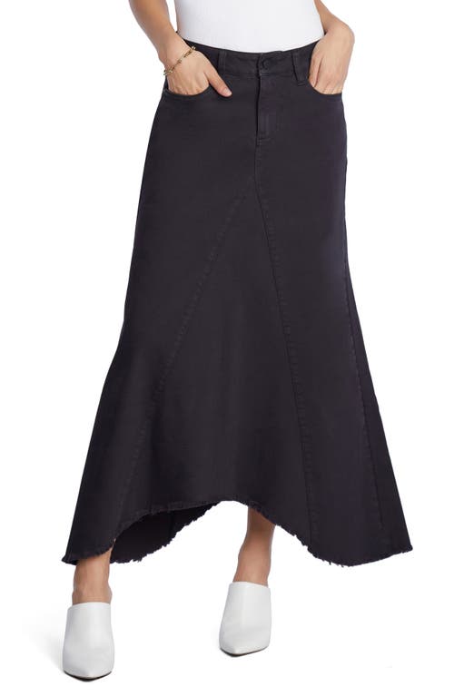 Selma Pieced Asymmetric Denim Maxi Skirt in True Black