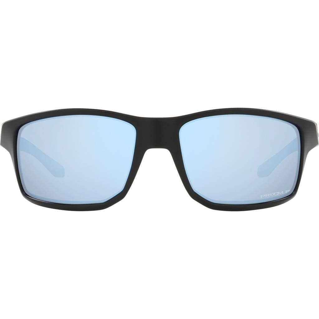 Oakley 61mm Polarized Rectangle Sunglasses In Matte Black/prizm Deep Water