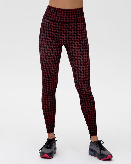 Rebody Active Hybrid Fleece Leggings High Waist 25" In Red/black