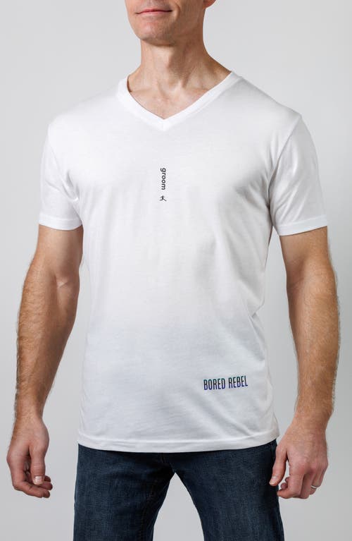 Groom V-Neck Graphic Undershirt in White