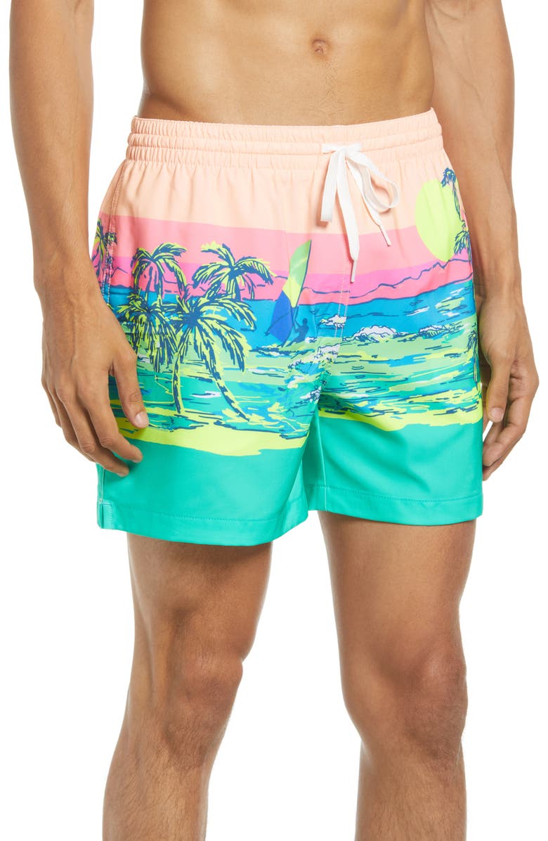 CHUBBIES The Coastals 5.5-Inch Swim Trunks, Main, color, TEAL