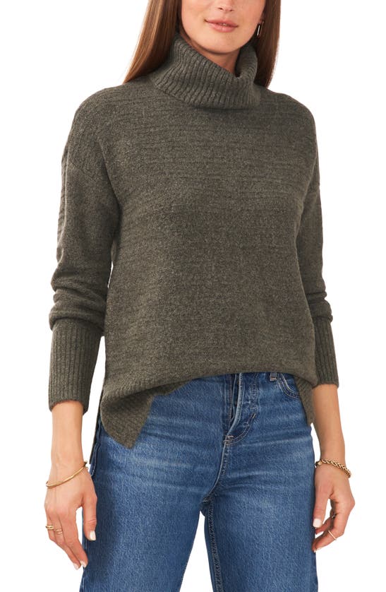 Vince Camuto Textured Turtleneck Sweater In Enigma Green