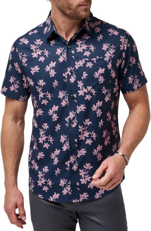 Shop Travismathew Mist On The Lake Short Sleeve Button-up Shirt In Total Eclipse