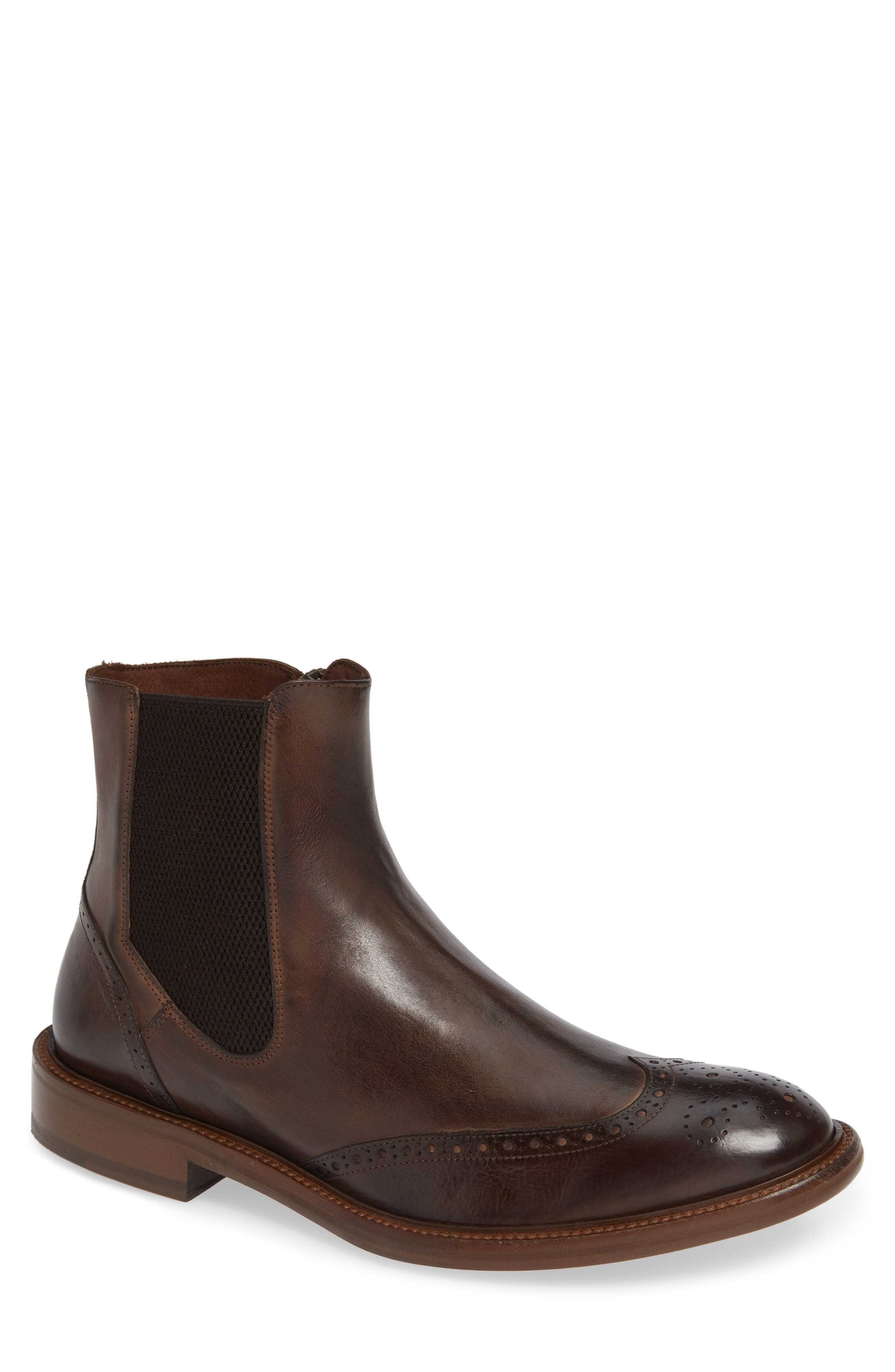 J & m 1850 Bryson Wingtip Chelsea Boot- Brown