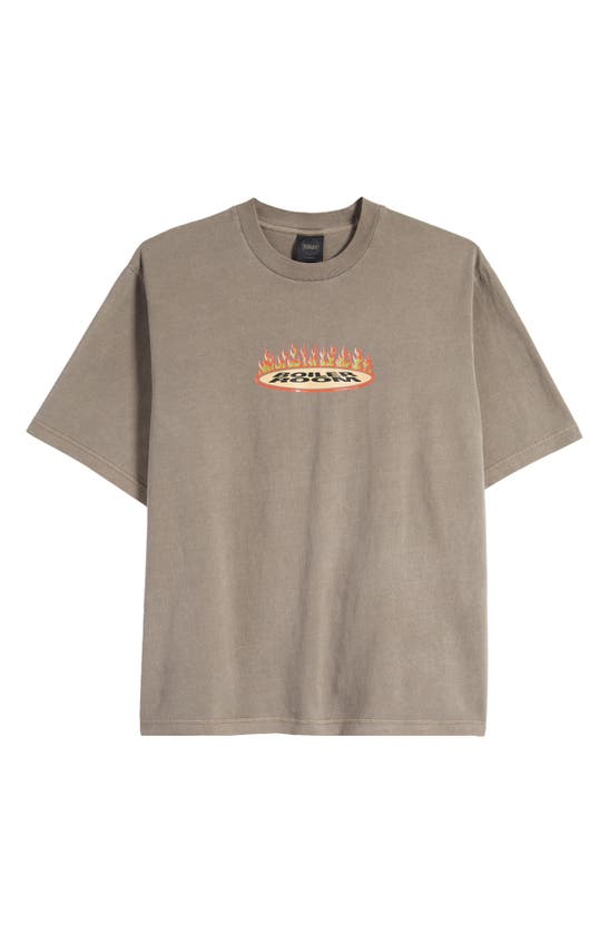 Shop Boiler Room Flames Cotton Graphic T-shirt In Coffee