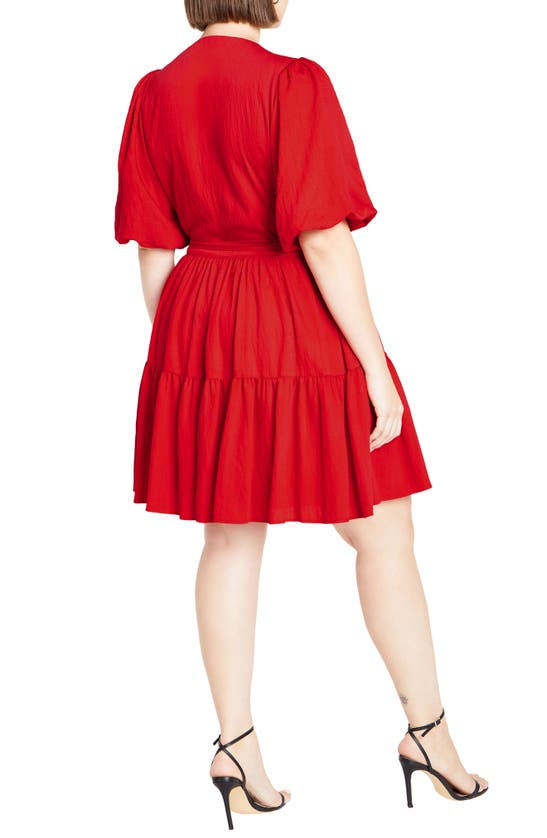 Shop City Chic Nikola Tiered Wrap Dress In Tango Red