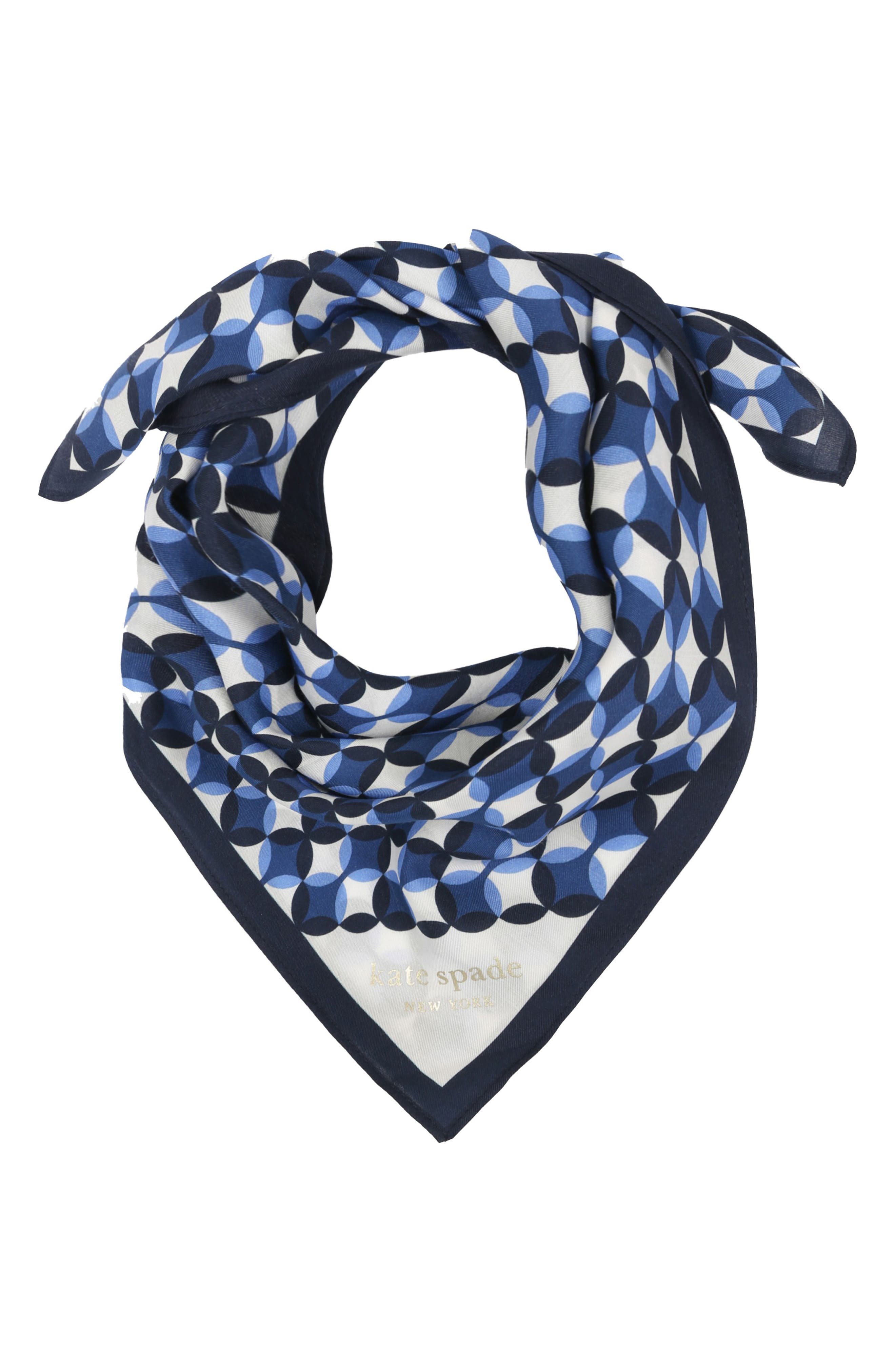 kate spade new york patio tile bandana scarf in Cream /Blazer Blue