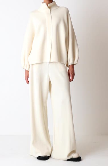 Nocera Pleated Wide Leg Virgin Wool Sweater Pants