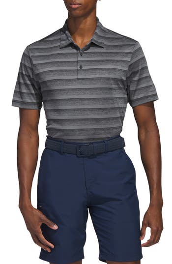 Adidas Golf Stripe Golf Polo In Black/grey Four
