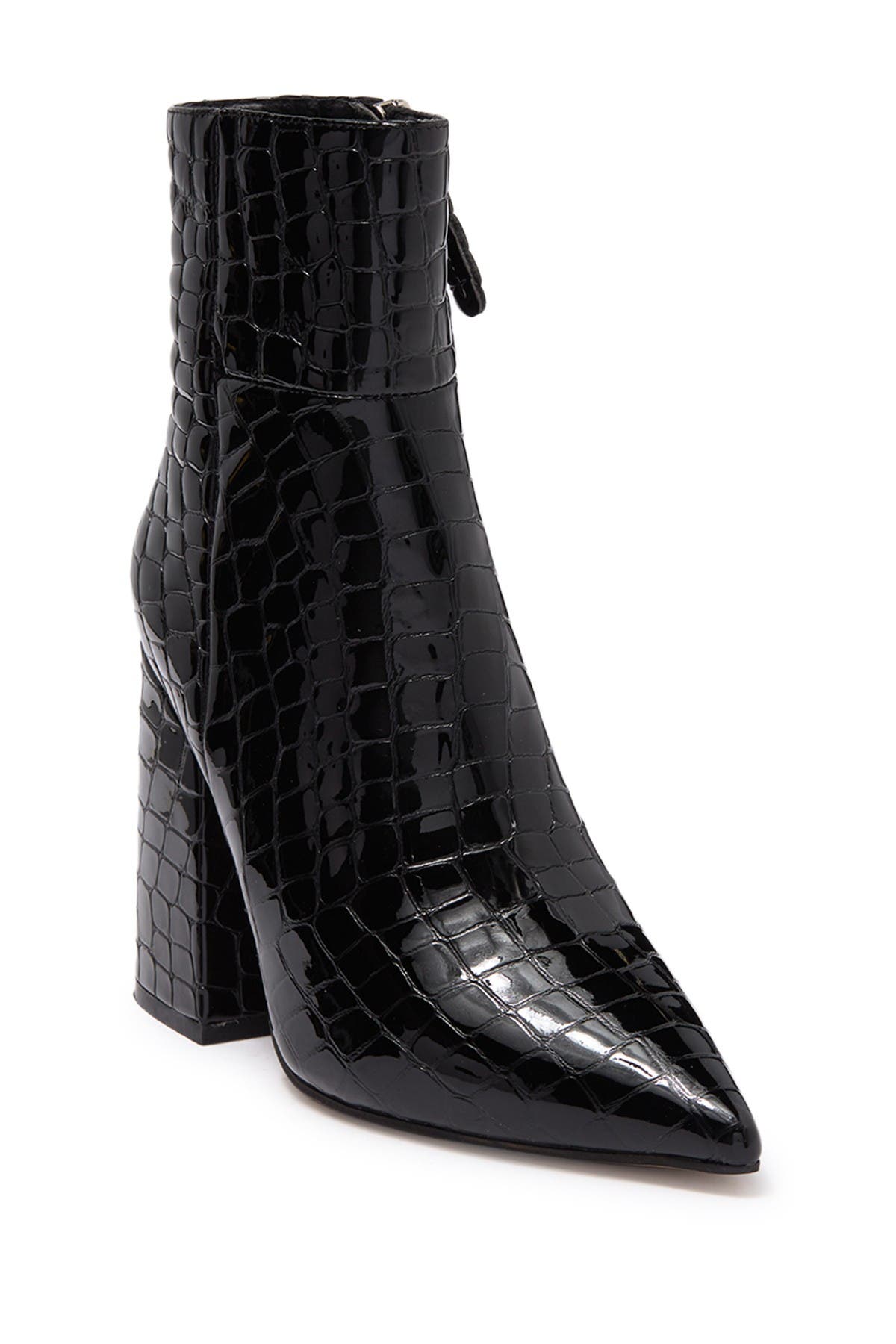 Alias Mae Ahara Pointed Toe Bootie In Black Croc Patent