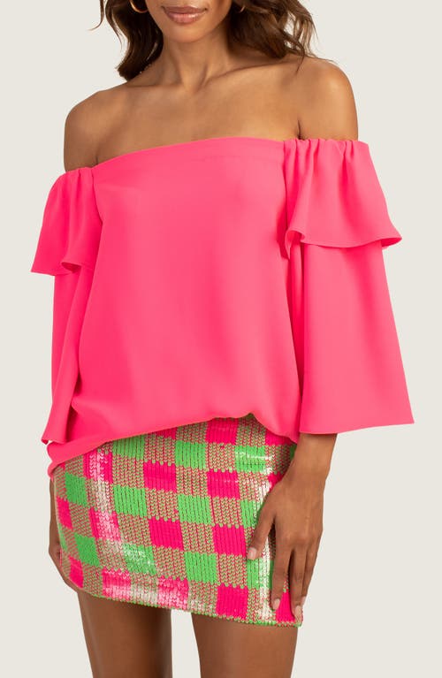 Shop Trina Turk Excited Ruffle Top In Papillon Pink