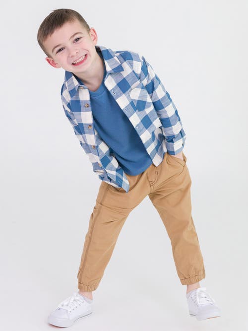 Shop Ruggedbutts Boys Long Sleeve Button Down Shirt In Countryside Blue Plaid