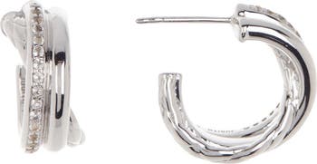 Judith Ripka Sterling Silver White Topaz Huggie Earrings