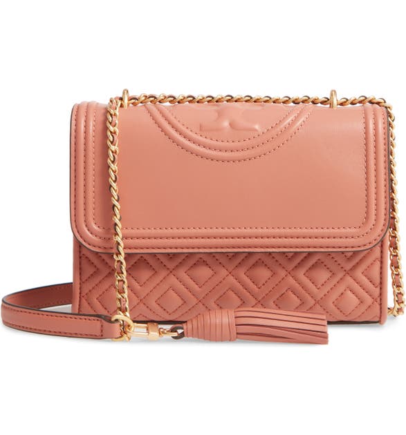 Tory Burch Fleming Small Leather Convertible Shoulder Bag In Tramonto/gold