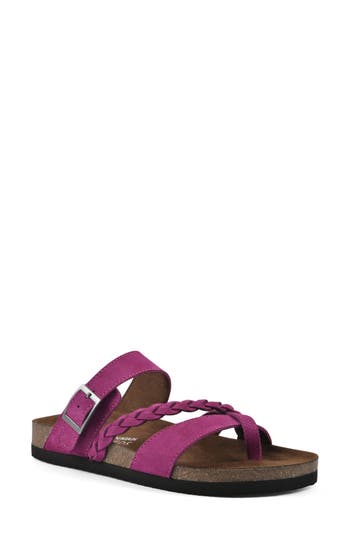 Shop White Mountain Footwear Hazy Leather Footbed Sandal In Purple Rain/suede