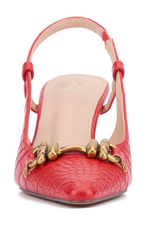 New York And Company Ilona Horsebit Slingback Pump In Red Croc