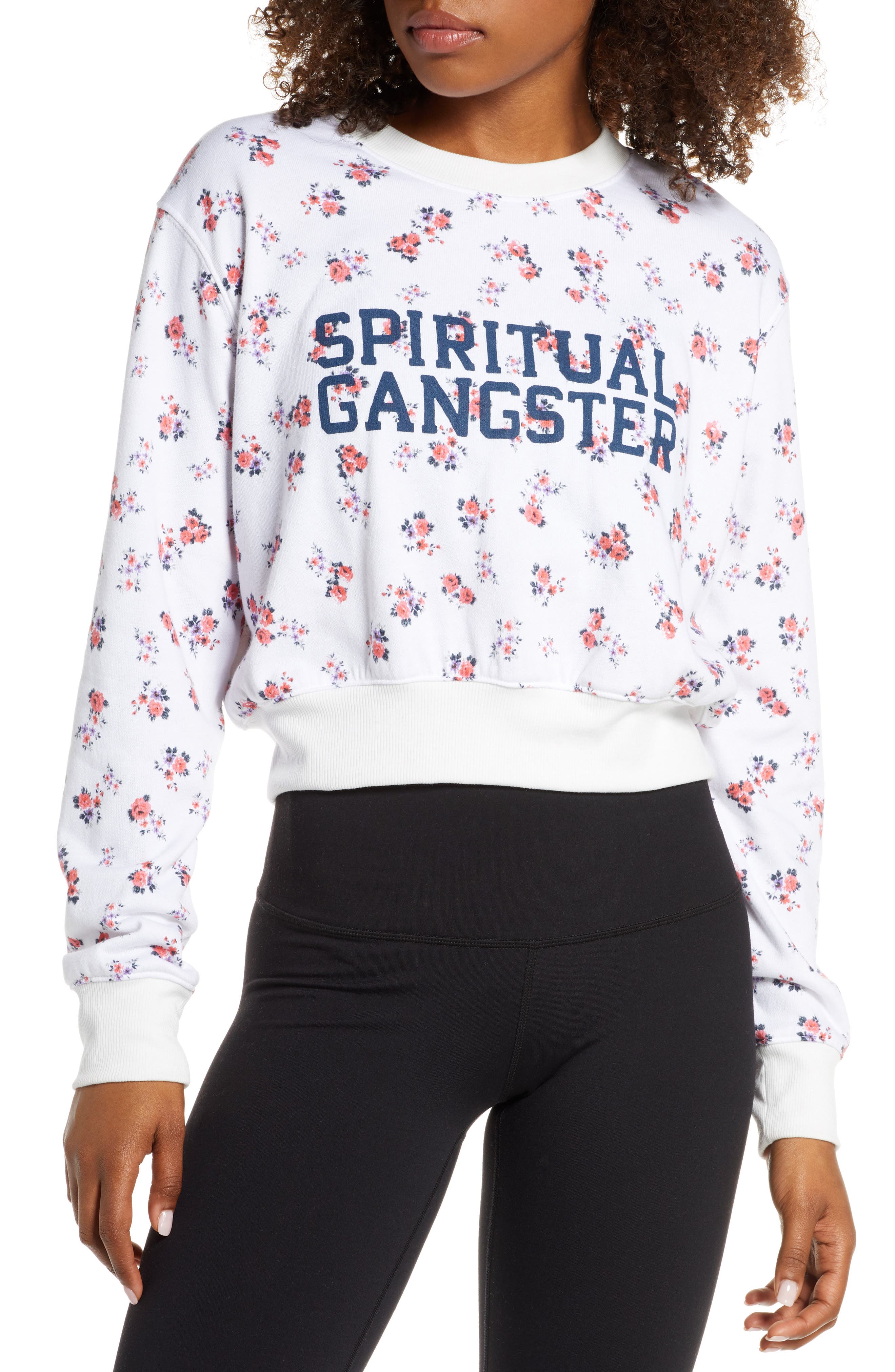 Spiritual Gangster Print Crewneck Sweatshirt