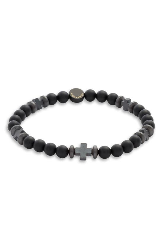 Shop Caputo & Co Hematite & Onyx Cross Bracelet In Black Onyx