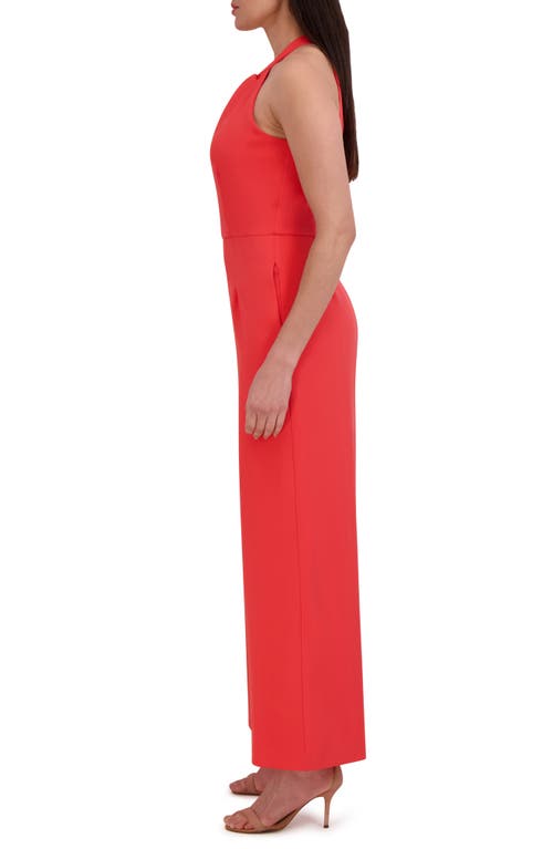 Shop Julia Jordan Halter Neck Wide Leg Jumpsuit In Coral Reef