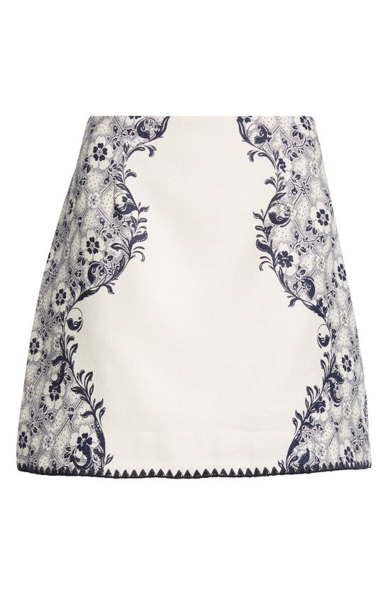 Shop Alemais Airlie Skirt In Navy/ Cream