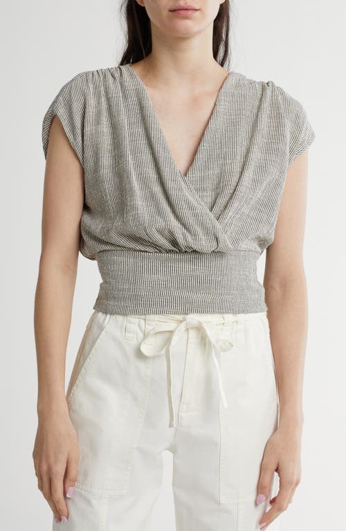 RENEE C RENEE C STRIPE SMOCKED BACK TOP 