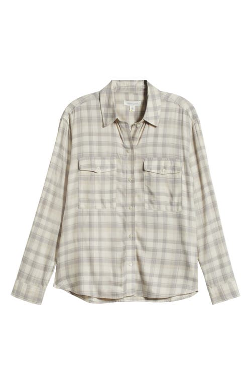 Shop Treasure & Bond Boxy Plaid Flannel Button-up Shirt In Ivory Dove Sophie Plaid