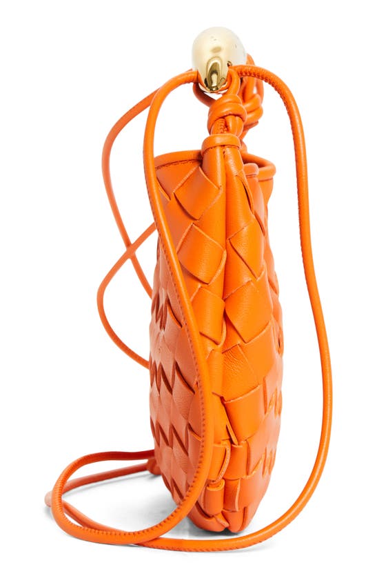 Shop Bottega Veneta Sardine Intrecciato Crossbody Bag In Papaya/ Brass