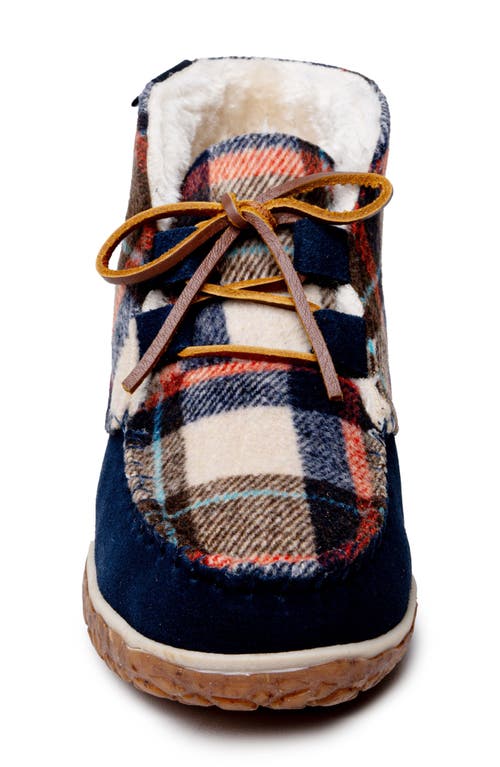 Minnetonka Torrey Faux Fur Lined Slipper Bootie In Dark Navy Multi