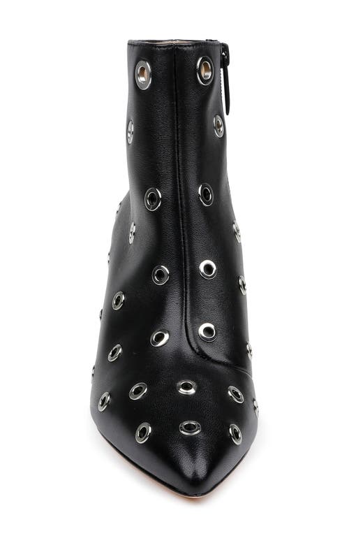 Shop L Agence L'agence Clarette Ii Bootie In Black Leather Silver Grommets