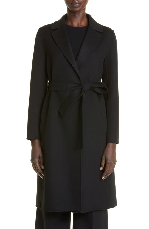 Max Mara Pauline Belted Virgin Wool Coat in Black
