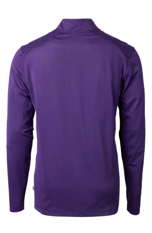 Cutter & Buck Virtue Micro Stripe Quarter Zip Pullover In College Purple/black