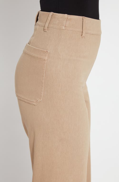 Shop Lyssé High Waist No Side Seam Ankle Wide Leg Knit Jeans In Tanned