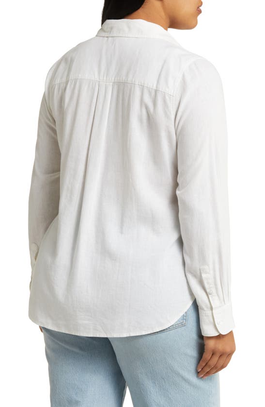 CASLON CASLON(R) LONG SLEEVE LINEN BLEND BUTTON-UP SHIRT